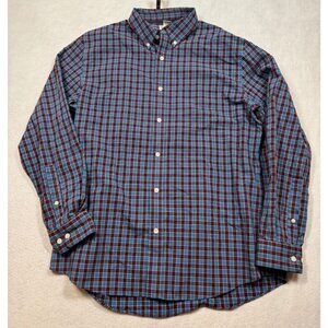 L.L. Bean Long Sleeve Button Down Shirt Maroon Blue Check 505642 Men's Medium M